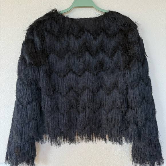 Zara Black Fringe Jacket - Picture 2 of 3